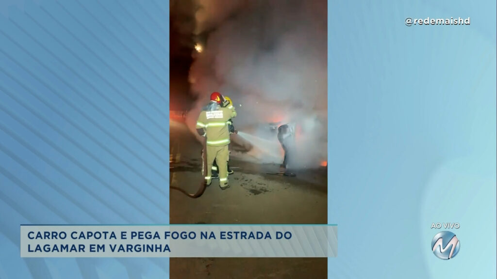 Estrada do Lagamar: carro pega fogo em Varginha.