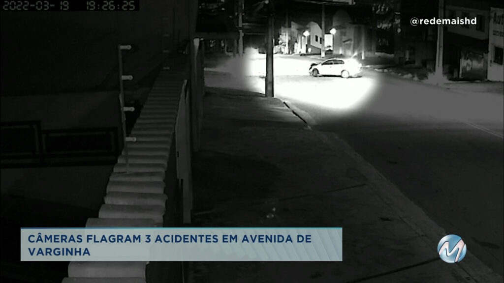 Câmeras flagram 3 acidentes em avenida de Varginha.