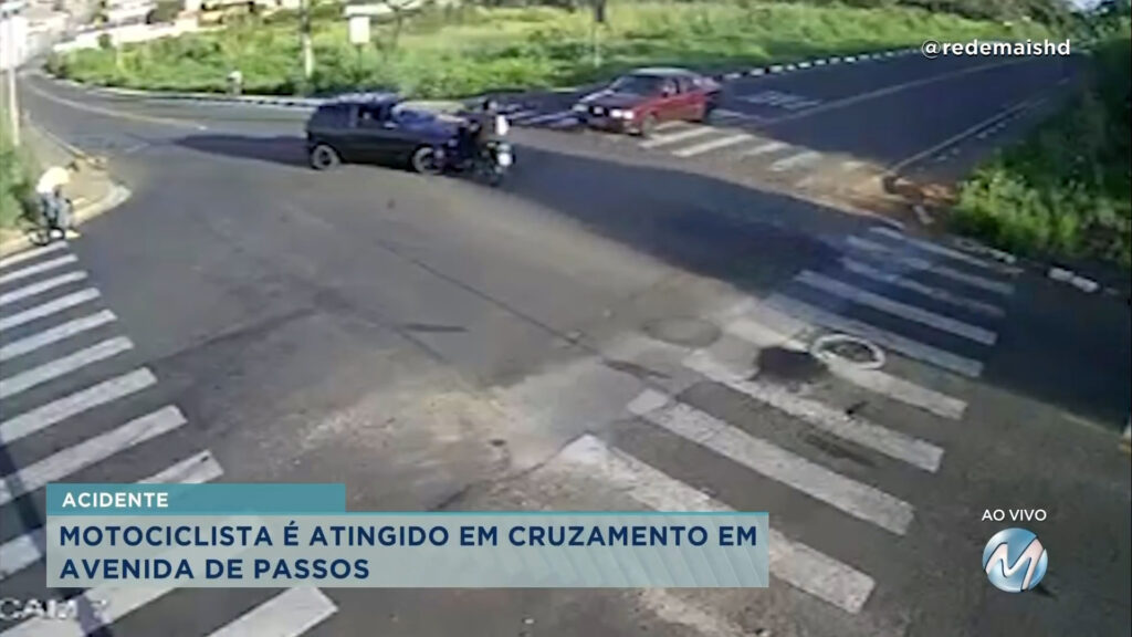 Acidente em Passos: motociclista é atingido em cruzamento