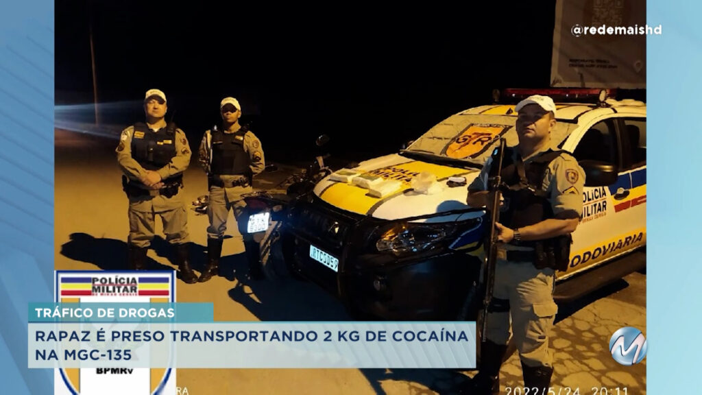 Monte Claros: rapaz é detido com 4 kg de cocaína na MGC-135