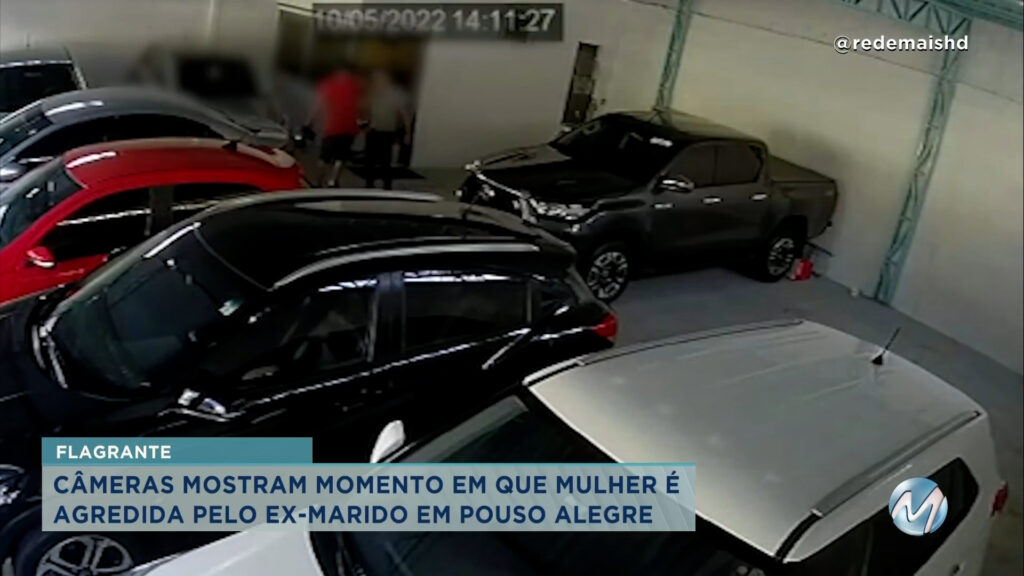 Violência doméstica: câmera flagra homem agredindo a ex-mulher em Pouso Alegre