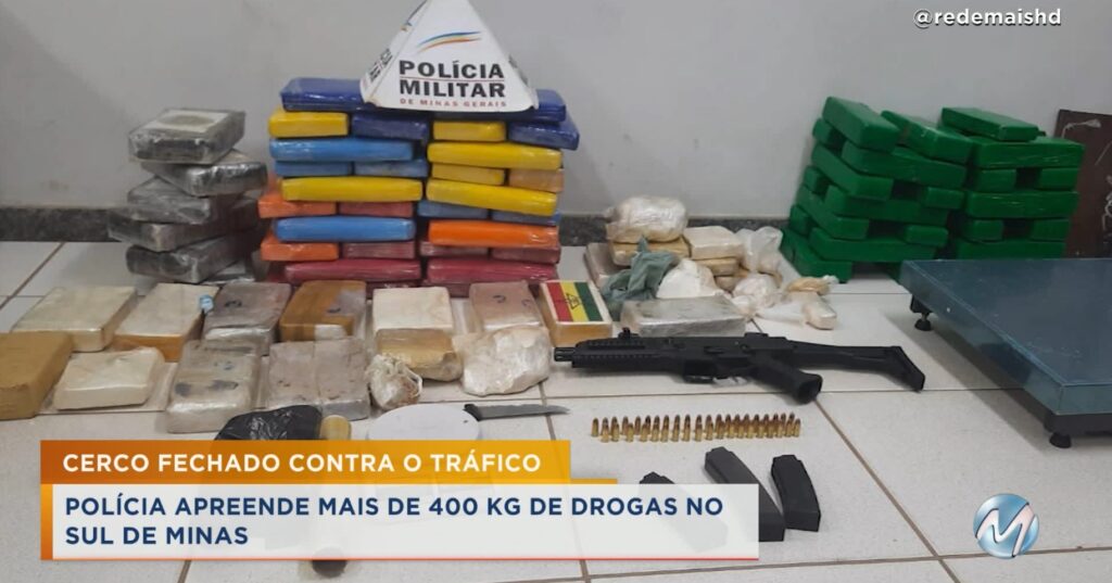 Cerco fechado: Polícia apreende mais de 400 kg de drogas e uma submetralhadora no sul de Minas