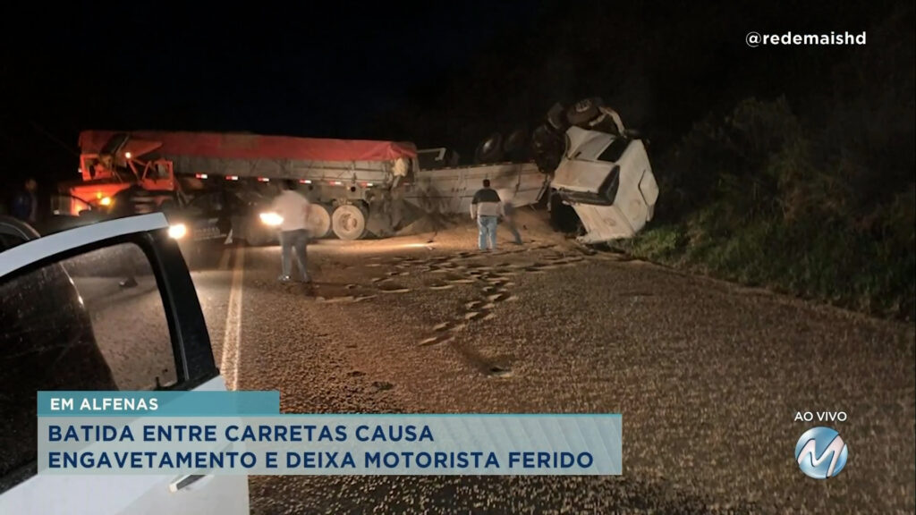 Alfenas: batida causa engavetamento e deixa motorista ferido