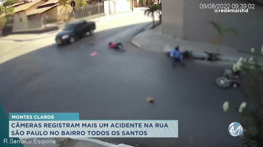 Câmera flagra acidente entre motos em Montes Claros