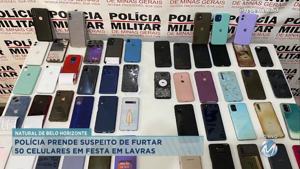 Lavras: PM prende suspeito de furtar 50 celulares em festa