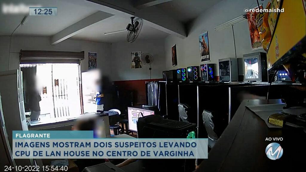 Flagrante: imagens mostram dois suspeitos invadindo Lan house em Varginha