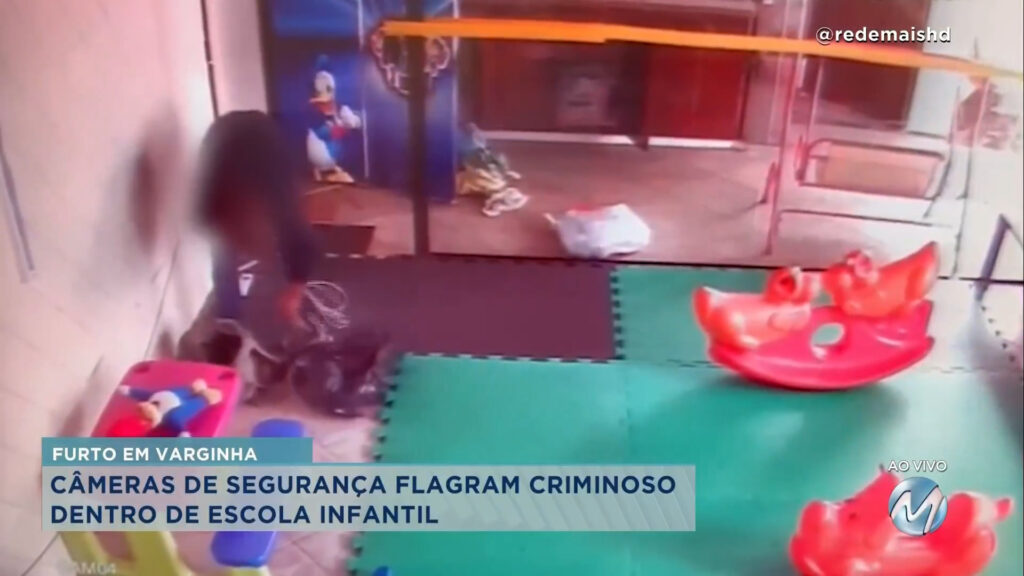 Câmeras de segurança flagram criminoso dentro de escola infantil em Varginha