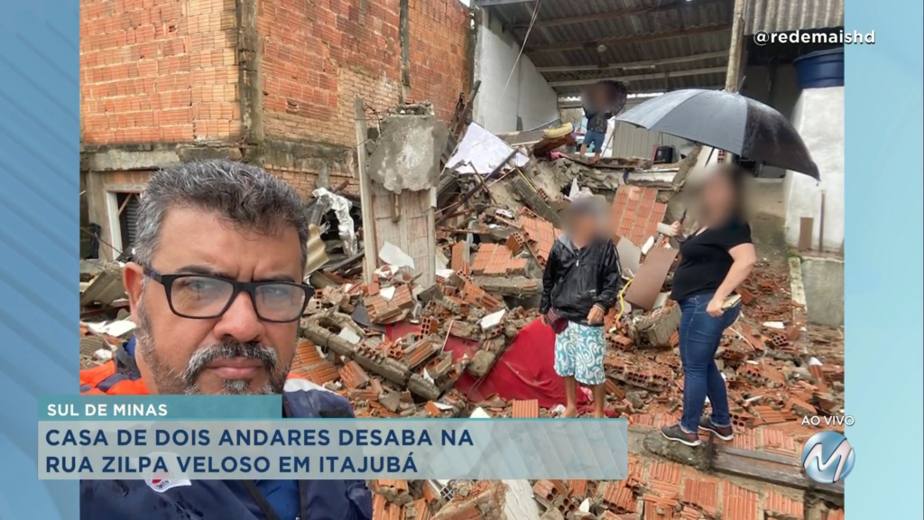 Por causa da chuva: casa de dois andares desaba em Itajubá