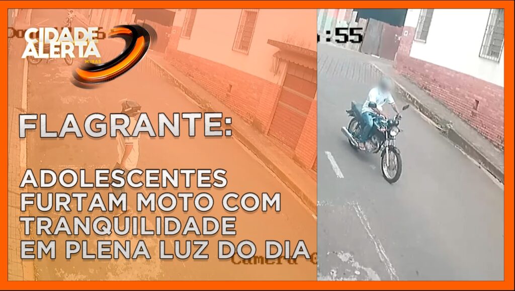 FLAGRANTE: ADOLESCENTES FURTAM MOTO COM TRANQUILIDADE EM PLENA LUZ DO DIA