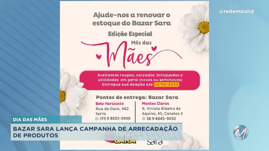 BAZAR SARA LANÇA CAMPANHA DE ARRECADAÇÃO DE PRODUTOS