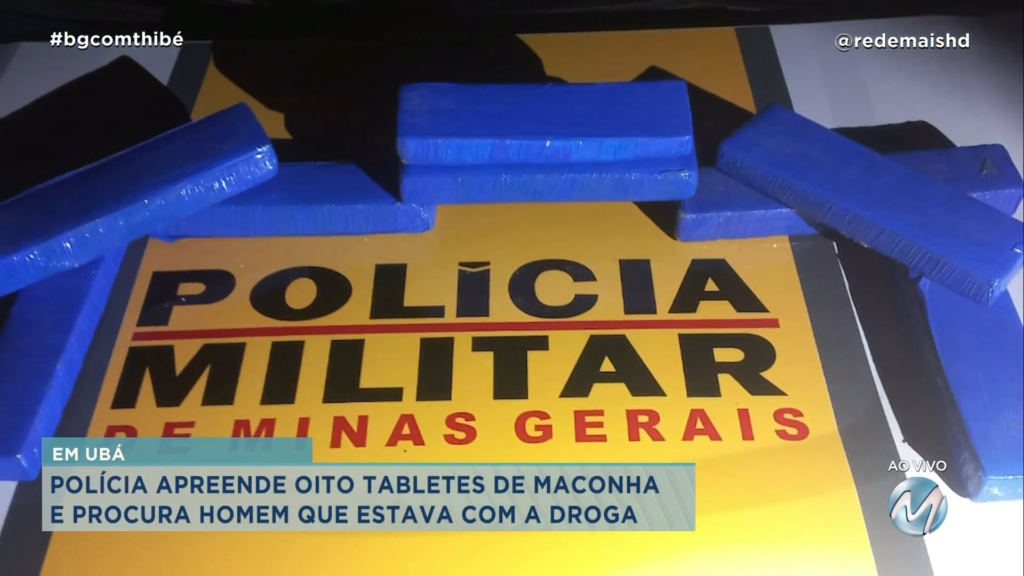 POLÍCIA APREENDE OITO TABLETES DE MACONHA E PROCURA HOMEM QUE ESTAVA COM A DROGA