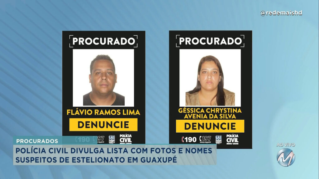 POLÍCIA CIVIL DIVULGA LISTA COM FOTOS E NOMES DE ACUSADOS DE ESTELIONATO EM GUAXUPÉ