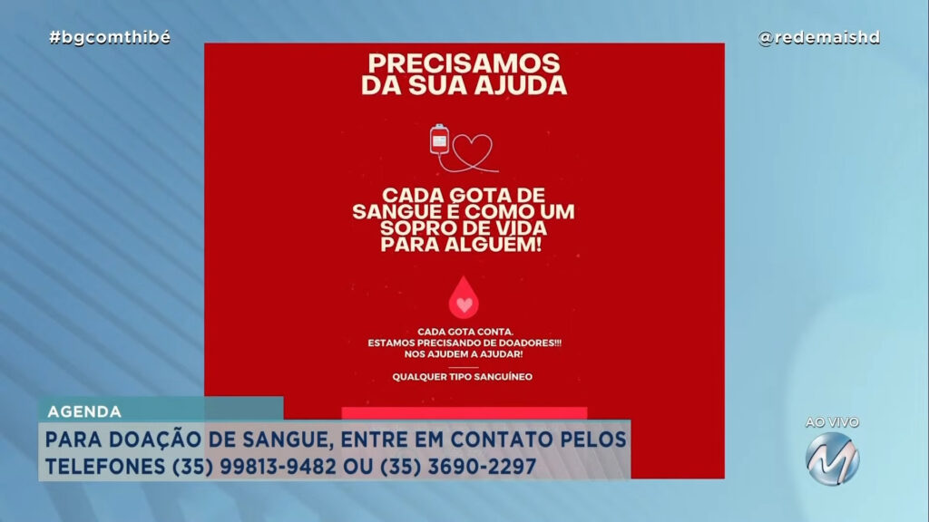 POSTO DE COLETA DE SANGUE PRECISA DE DOAÇÕES