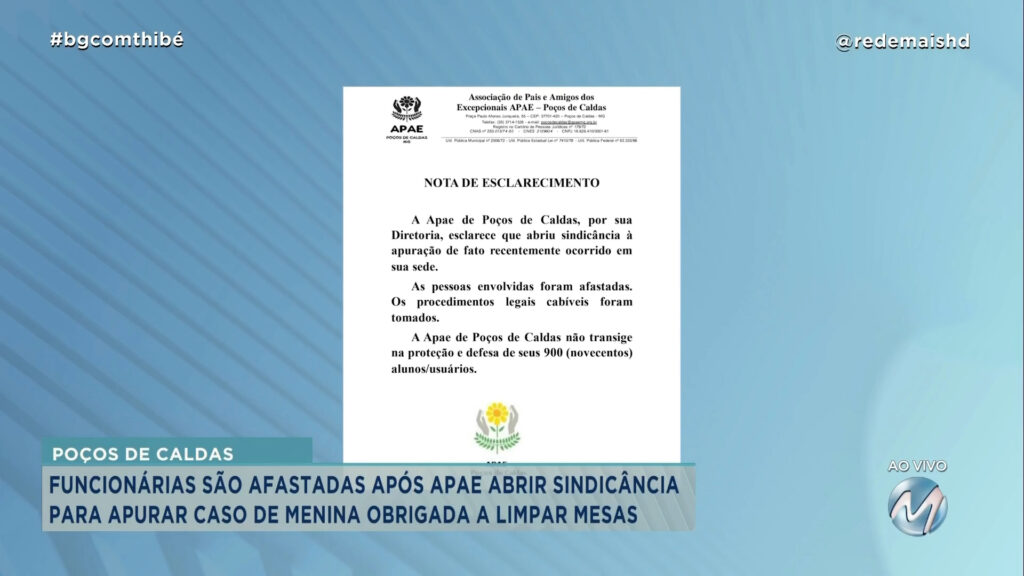 POÇOS DE CALDAS: APAE ABRE SINDICÂNCIA E AFASTA FUNCIONÁRIAS