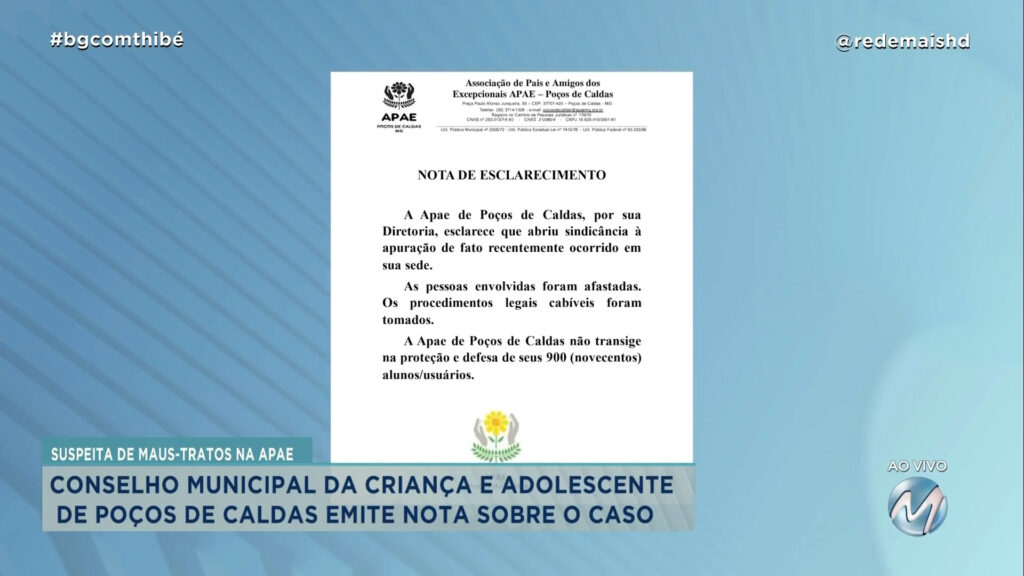 NOVIDADES SOBRE CASO DA APAE DE POÇOS