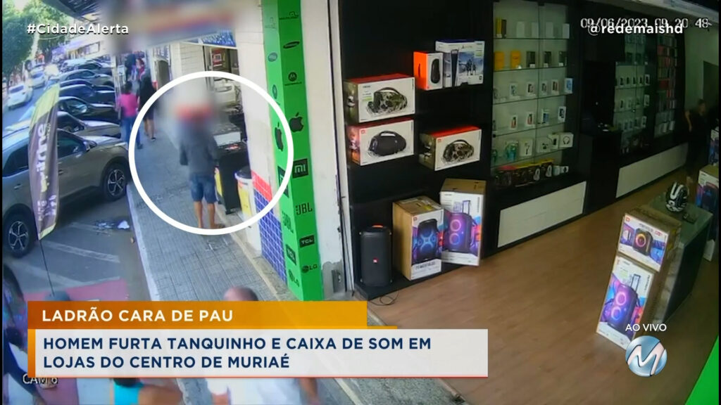 LADRÃO CARA DE PAU: HOMEM AGE TRANQUILAMENTE E FURTA TANQUINHO DE LAVAR ROUPAS E CAIXA DE SOM