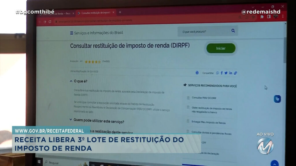 RECEITA FEDERAL LIBERA 3º LOTE DE RESTITUIÇÃO DO IMPOSTO DE RENDA