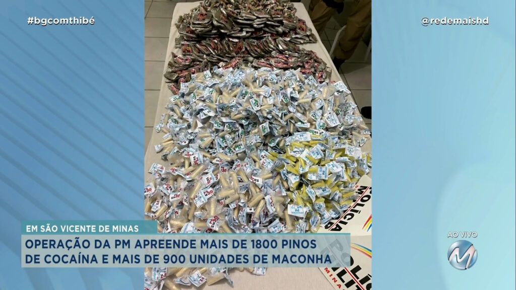 POLÍCIA APREENDE MAIS DE 1800 PINOS DE COCAÍNA EM SÃO VICENTE DE MINAS