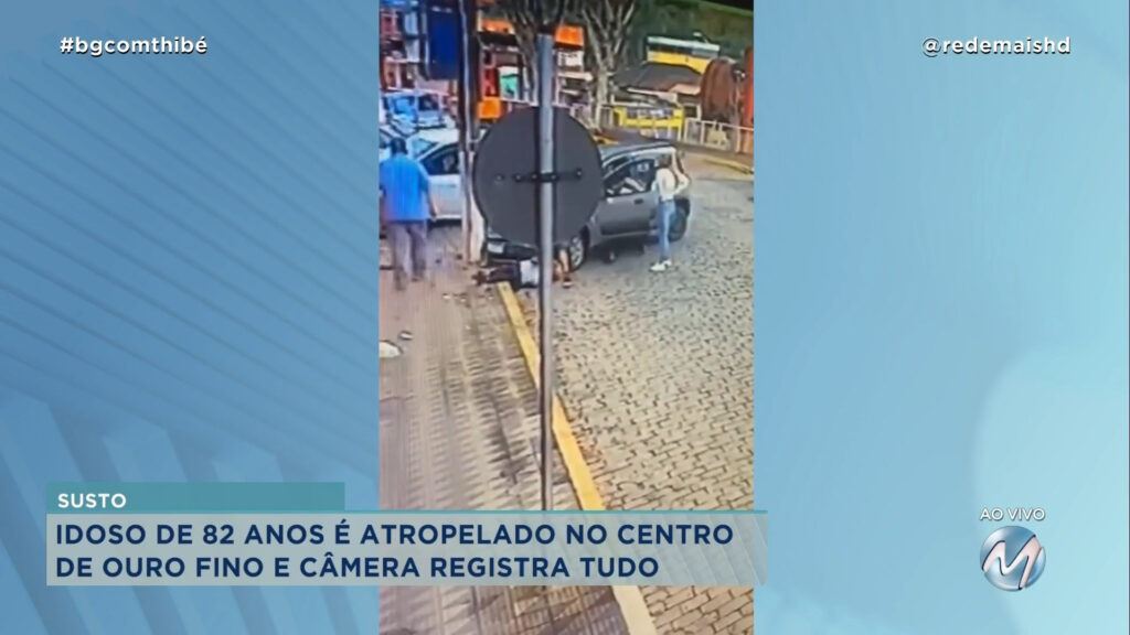 CÂMERA DE SEGURANÇA FLAGRA IDOSO SENDO ATROPELADO NO CENTRO DE OURO FINO