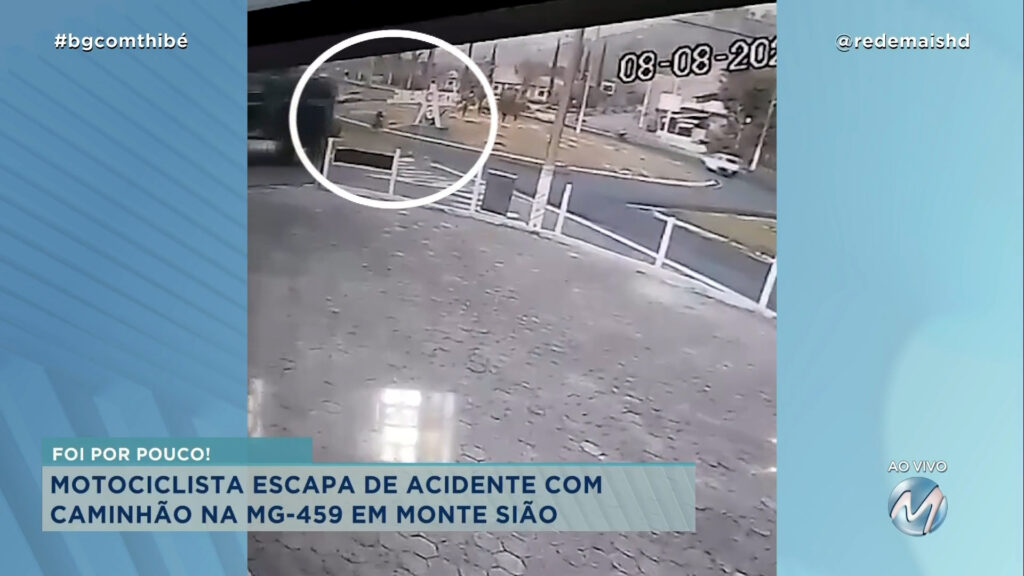 MOTOCICLISTA ESCAPA DE ACIDENTE COM CAMINHÃO NA MG-459 EM MONTE SIÃO