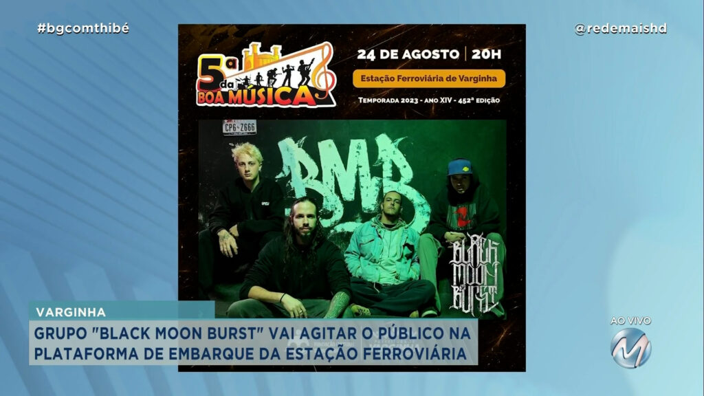 GRUPO “BLACK MOON BURST” VAI AGITAR O PÚBLICO NA PLATAFORMA DE EMBARQUE DA ESTAÇÃO FERROVIÁRIA EM VARGINHA