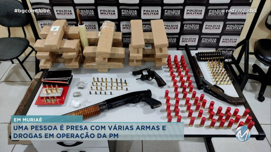 HOMEM É PRESO COM VÁRIAS ARMAS E DROGAS EM MURIAÉ