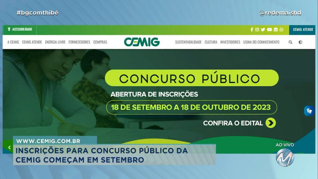 INSCRIÇÕES PARA CONCURSO PÚBLICO DA CEMIG COMEÇAM EM SETEMBRO