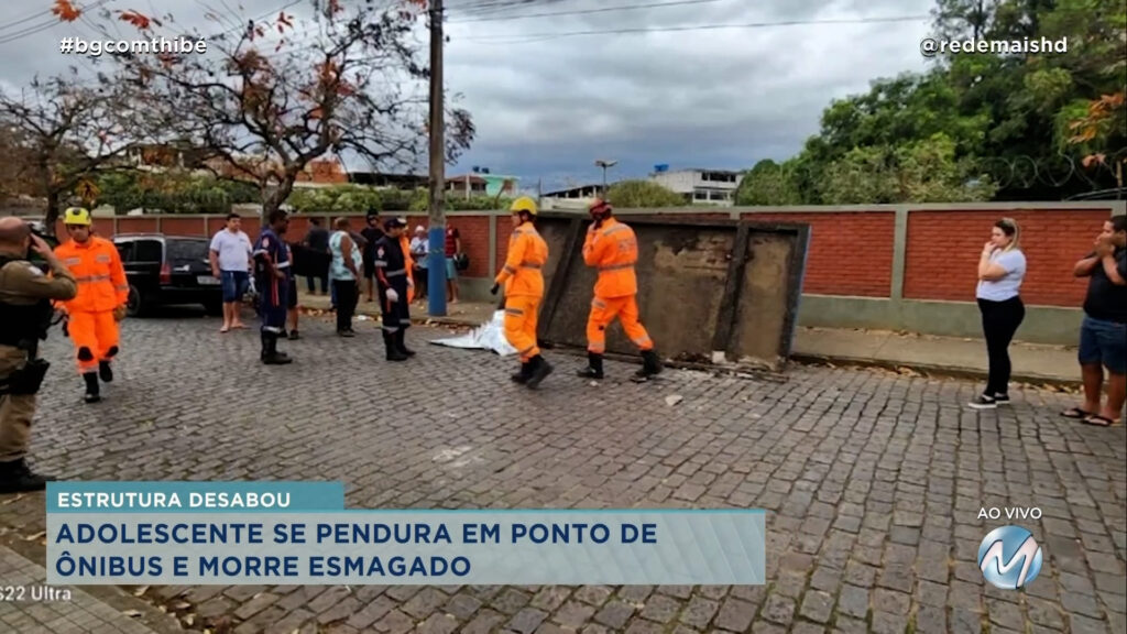 PONTO DE ÔNIBUS DESABA E ADOLESCENTE MORRE ESMAGADO EM CATAGUASES