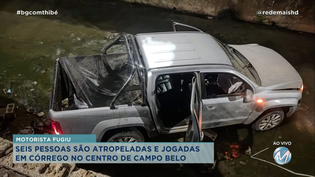 SEIS PESSOAS SÃO ATROPELADAS E JOGADAS EM CÓRREGO NO CENTRO DE CAMPO BELO