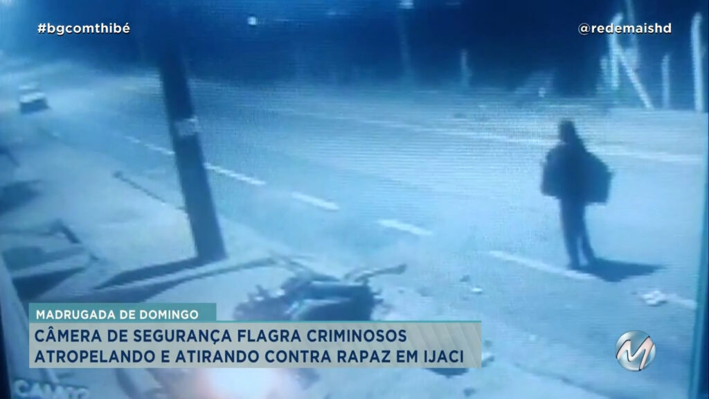 CÂMERA DE SEGURANÇA FLAGRA CRIMINOSOS ATROPELANDO E ATIRANDO CONTRA RAPAZ EM IJACI