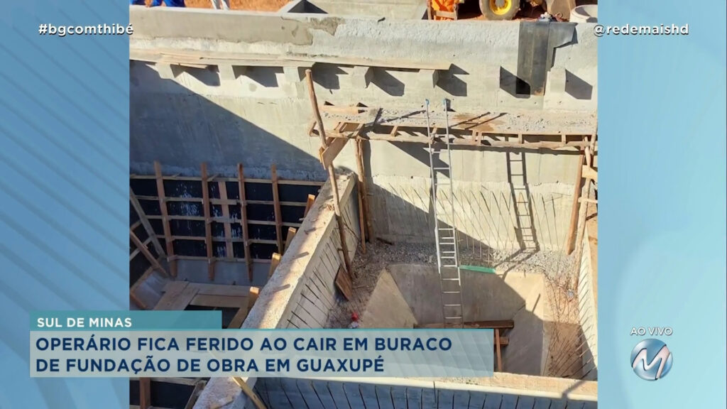 OPERÁRIO FICA FERIDO APÓS CAIR EM BURACO DE CANTEIRO DE OBRAS EM GUAXUPÉ