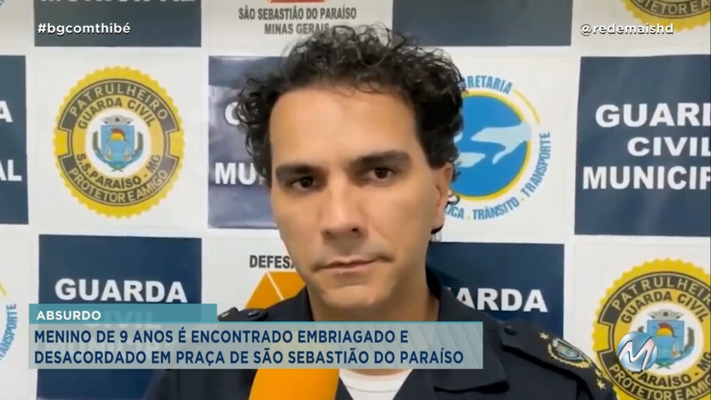 MENINO DE 9 ANOS É ENCONTRADO EMBRIAGADO E DESACORDADO EM PRAÇA DE SÃO SEBASTIÃO DO PARAÍSO