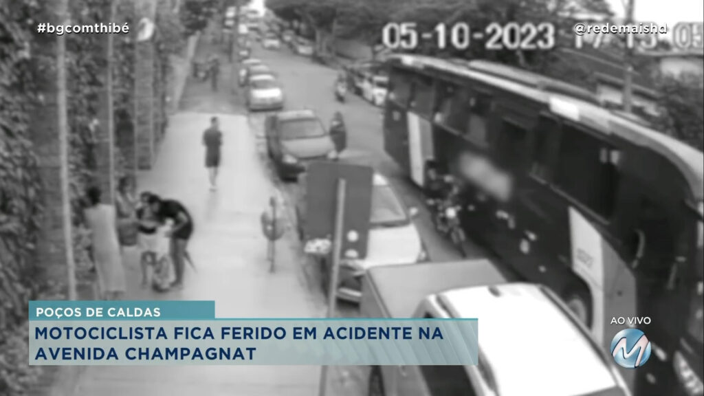 MOTOCICLISTA FICA FERIDO EM ACIDENTE NA AVENIDA CHAMPAGNAT EM POÇOS DE CALDAS