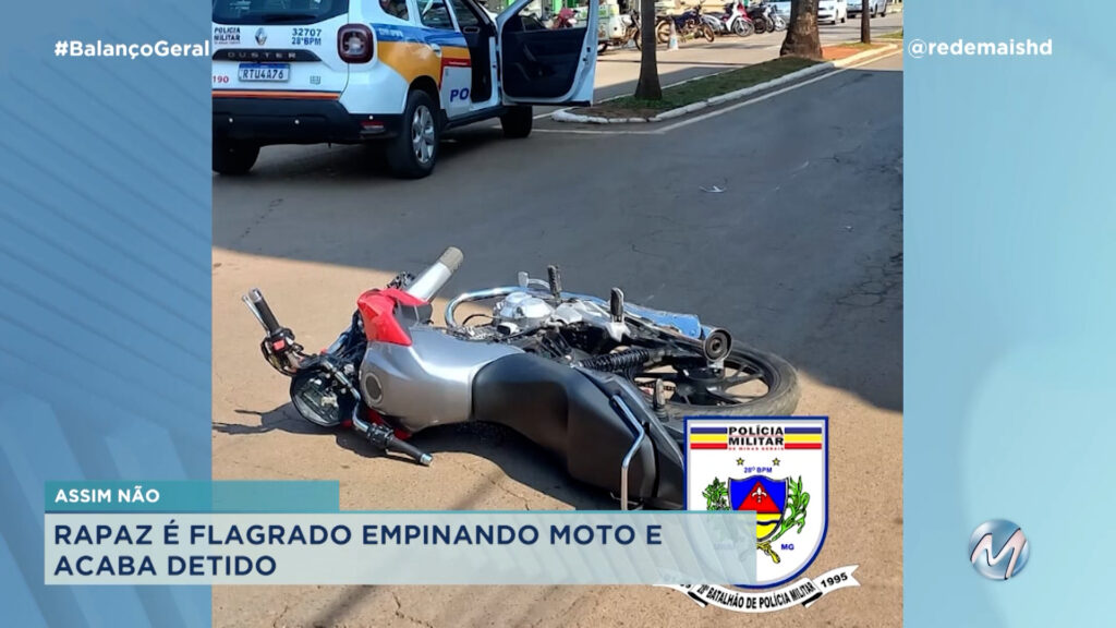 RAPAZ É FLAGRADO EMPINANDO MOTO E ACABA DETIDO EM UNAÍ