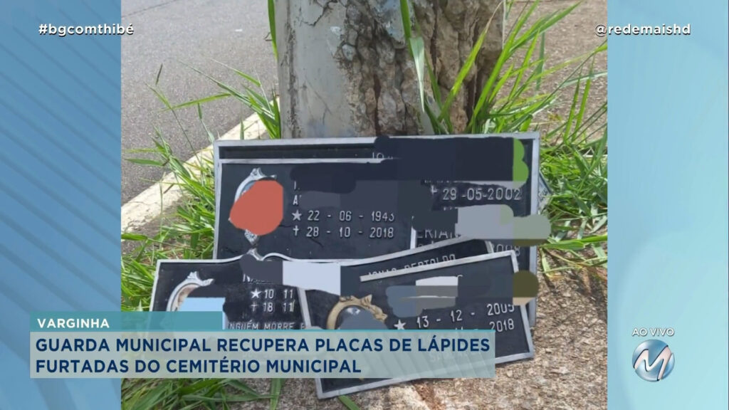 GUARDA MUNICIPAL RECUPERA PLACAS DE LÁPIDES FURTADAS DO CEMITÉRIO DE VARGINHA