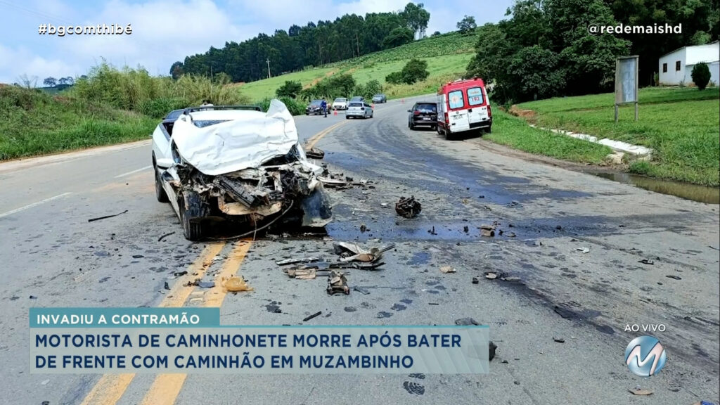 MOTORISTA DE CAMINHONETE MORRE APÓS BATER DE FRENTE COM CAMINHÃO EM MUZAMBINHO