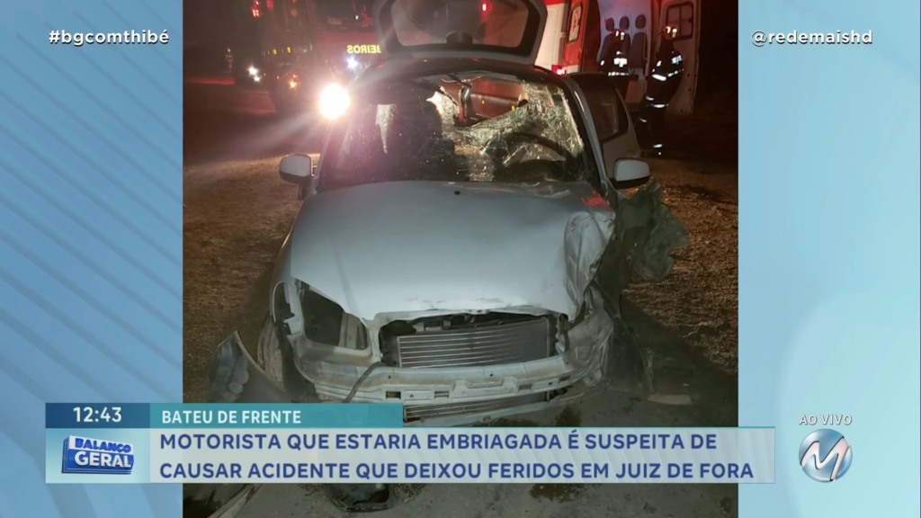 MOTORISTA QUE ESTARIA EMBRIAGADA É SUSPEITA DE CAUSAR ACIDENTE QUE DEIXOU FERIDOS EM JUIZ DE FORA