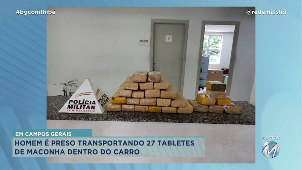 HOMEM É PRESO TRANSPORTANDO 27 TABLETES DE MACONHA DENTRO DO CARRO EM CAMPOS GERAIS