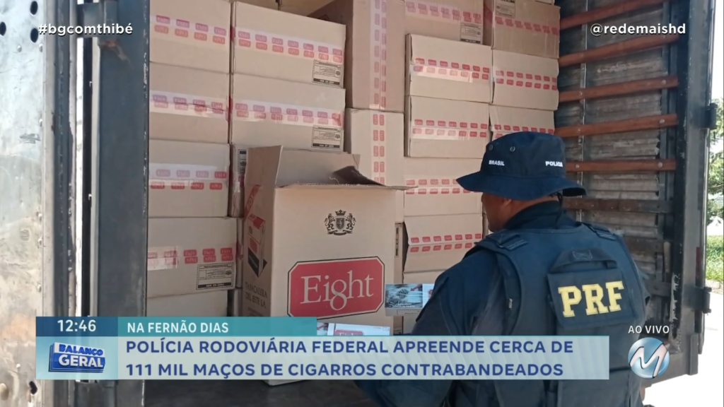 POLÍCIA RODOVIÁRIA FEDERAL APREENDE CERCA DE 111 MIL MAÇOS DE CIGARROS CONTRABANDEADOS NA FERNÃO DIAS