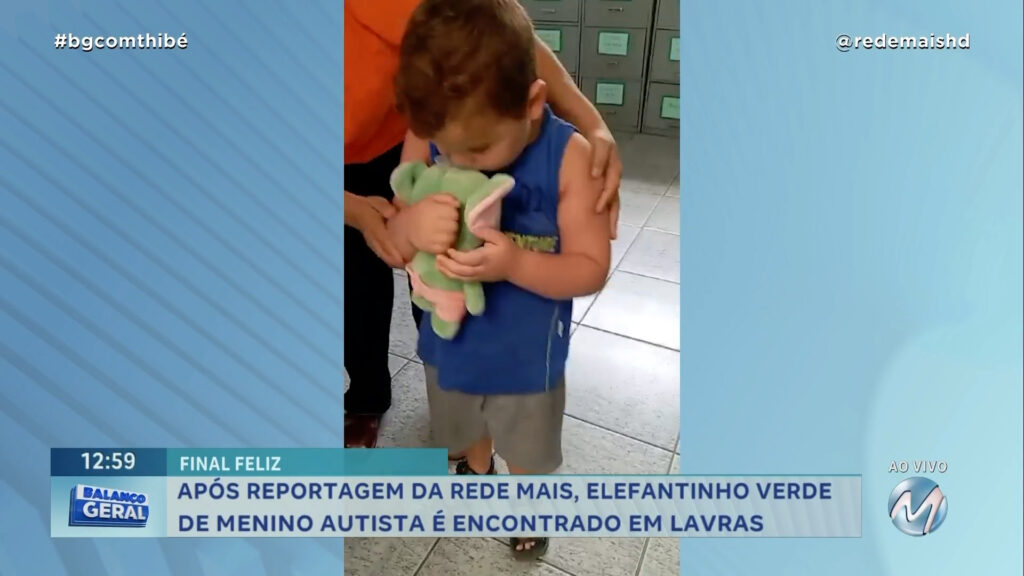 DE VOLTA PRA CASA: ELEFANTINHO VERDE DE MENINO AUTISTA É ENCONTRADO E DEVOLVIDO EM LAVRAS