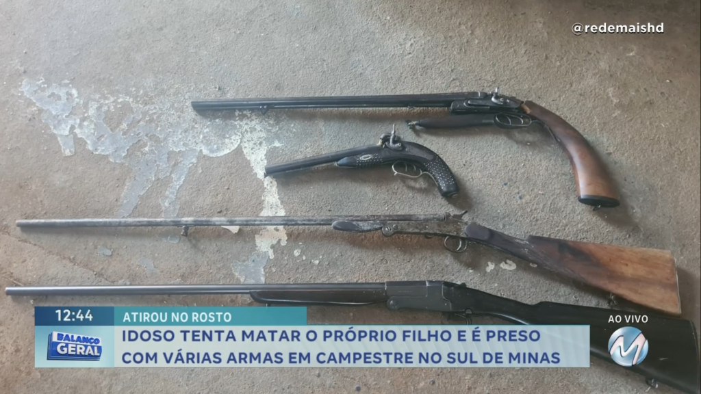 IDOSO ATIRA NO ROSTO DO PRÓPRIO FILHO E É PRESO COM VÁRIAS ARMAS EM CAMPESTRE NO SUL DE MINAS