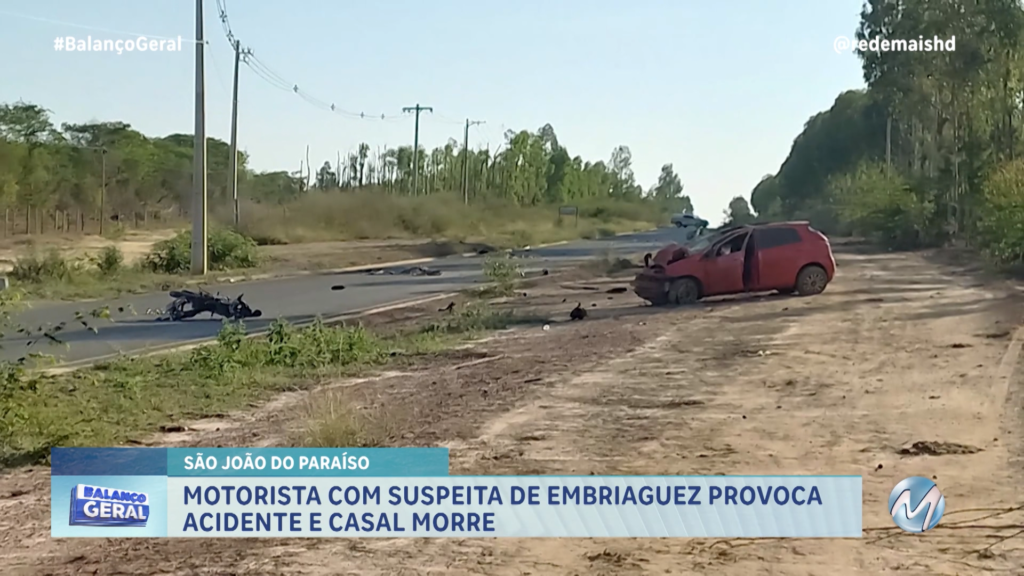 MOTORISTA COM SUSPEITA DE EMBRIAGUEZ PROVOCA ACIDENTE E CASAL MORRE