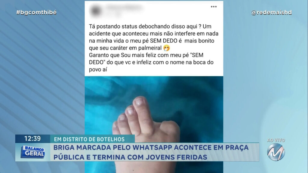 BRIGA MARCADA PELO WHATSAPP ACONTECE EM PRAÇA E TERMINA COM JOVENS FERIDAS EM BOTELHOS