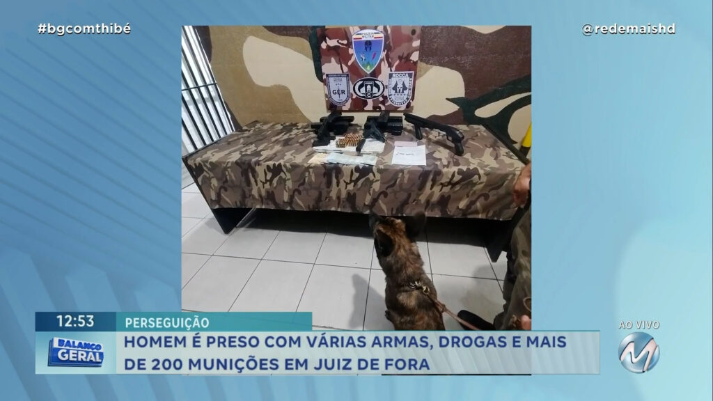 HOMEM É PRESO COM VÁRIAS ARMAS, DROGAS E MAIS DE 200 PROJÉTEIS DE VÁRIOS CALIBRES EM JUIZ DE FORA