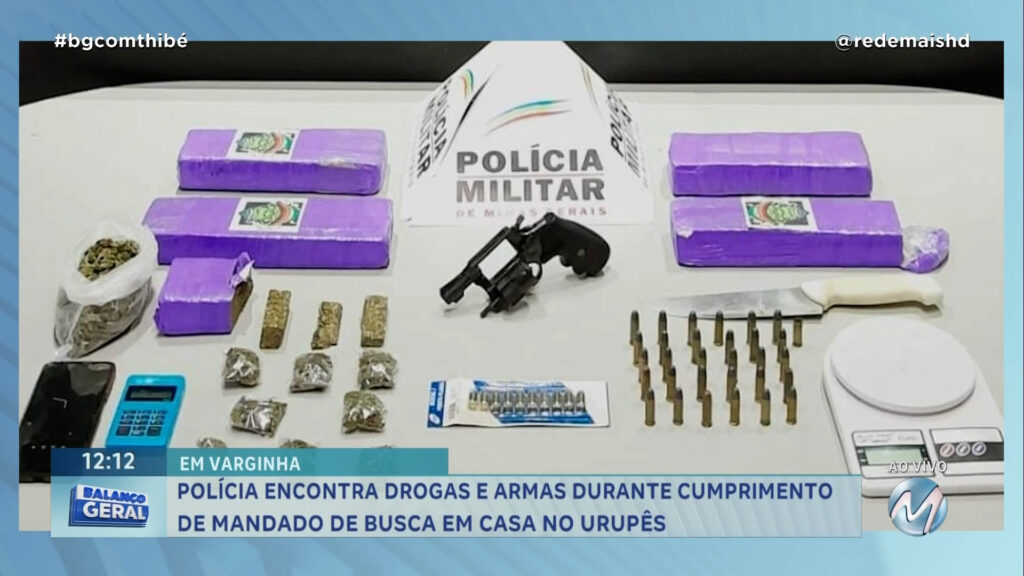 POLÍCIA ENCONTRA DROGAS E ARMAS DURANTE CUMPRIMENTO DE MANDADO DE BUSCA EM VARGINHA