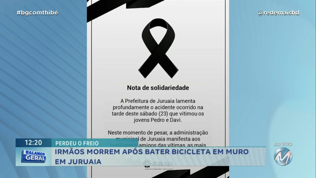 DOIS IRMÃOS MORREM APÓS BATER BICICLETA EM MURO EM JURUAIA