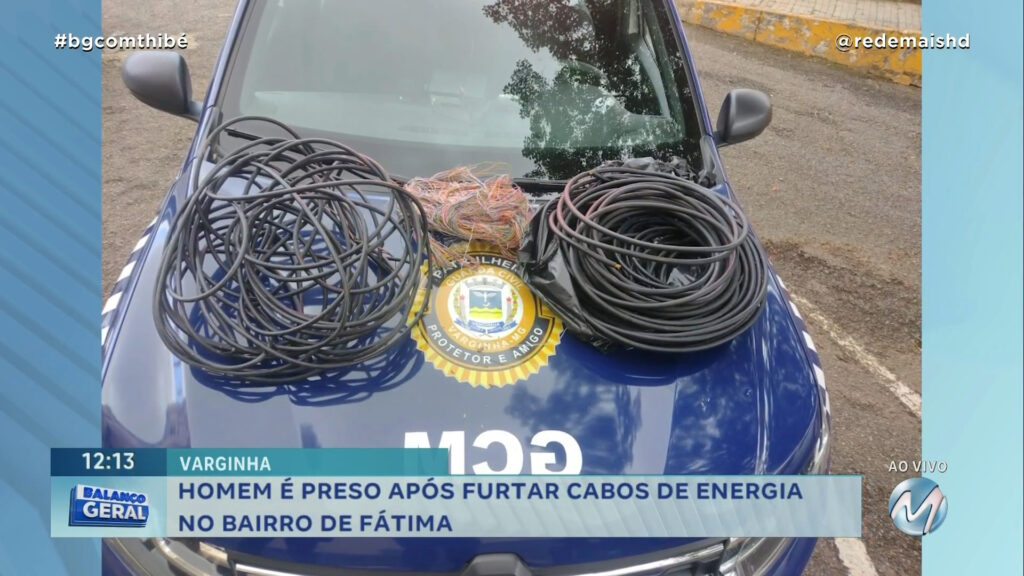 RAPAZ É PRESO APÓS FURTAR CABOS DE ENERGIA NO BAIRRO DE FÁTIMA EM VARGINHA