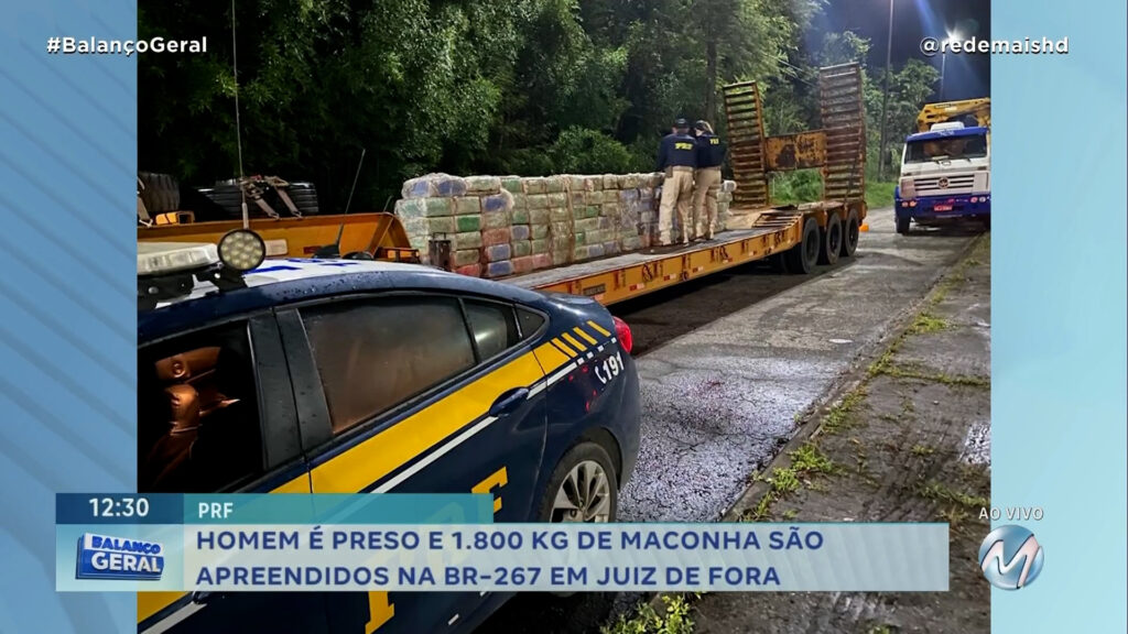 HOMEM É PRESO E 1.800 KG DE MACONHA SÃO APREENDIDOS NA BR-267 EM JUIZ DE FORA