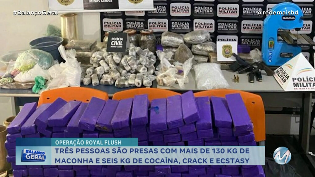 OPERAÇÃO ROYAL FLUSH: TRÊS PESSOAS PRESAS E MAIS DE 130 KG DE MACONHA APREENDIDAS EM PASSOS