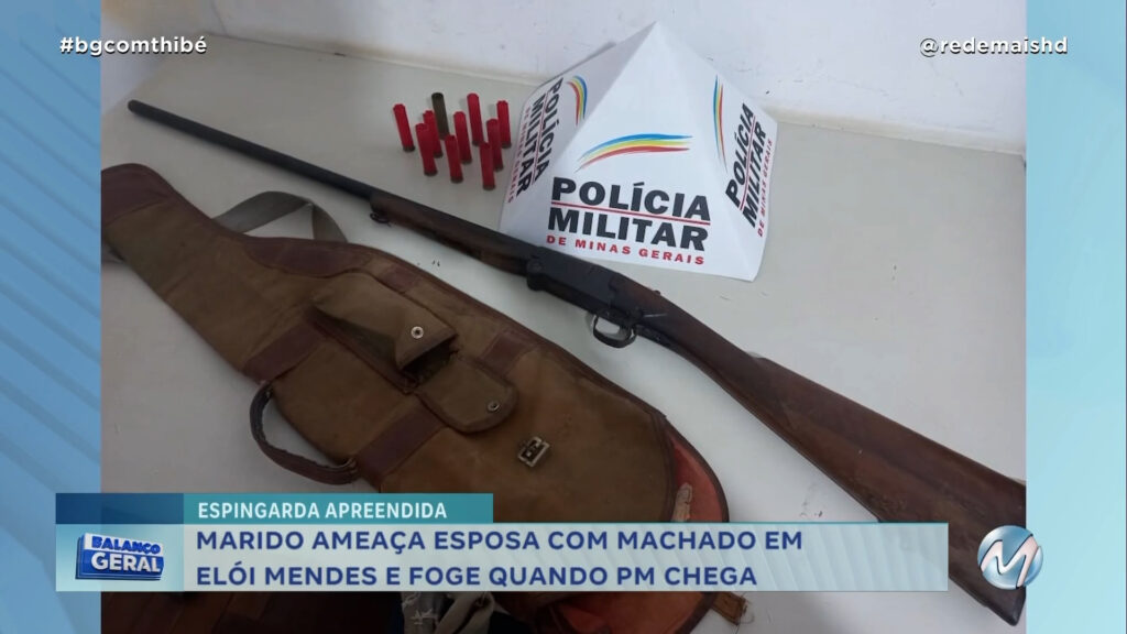 MARIDO AMEAÇA ESPOSA COM MACHADO EM ELÓI MENDES E FOGE QUANDO PM CHEGA